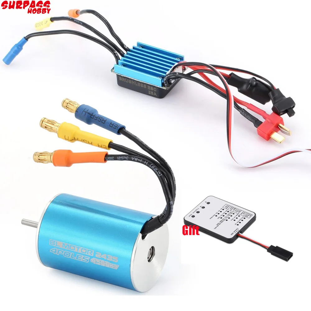 Бессенсорный бесщеточный двигатель RC 2435 4500KV с 25A ESC фотографией для 1/16 1/18