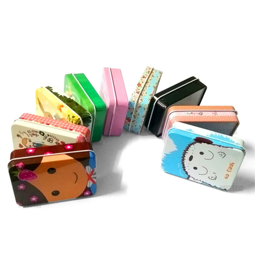 1 шт. милый маленький мультяшный металлический ящик в виде олова Чехол Органайзер