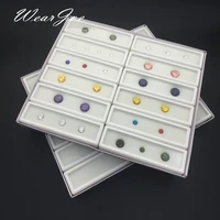 12pcs 3x10cm gem display plastic box storage container for gemstones diamond holder organzier clear acrylic lid white foam