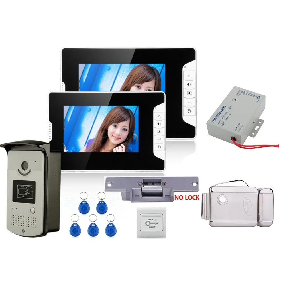 Домашняя безопасность 7 &quotцветной видеодомофон с 2 мониторами 1 RFID HD дверной
