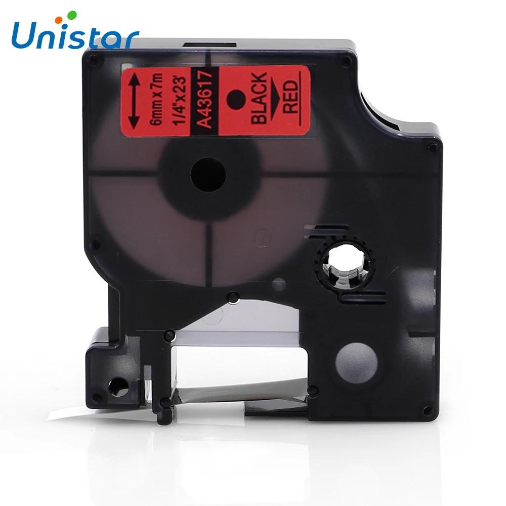 UNISTAR 2 шт этикетки ленты совместимы с Dymo D1 43617 черный на красном 6 мм этикетками для