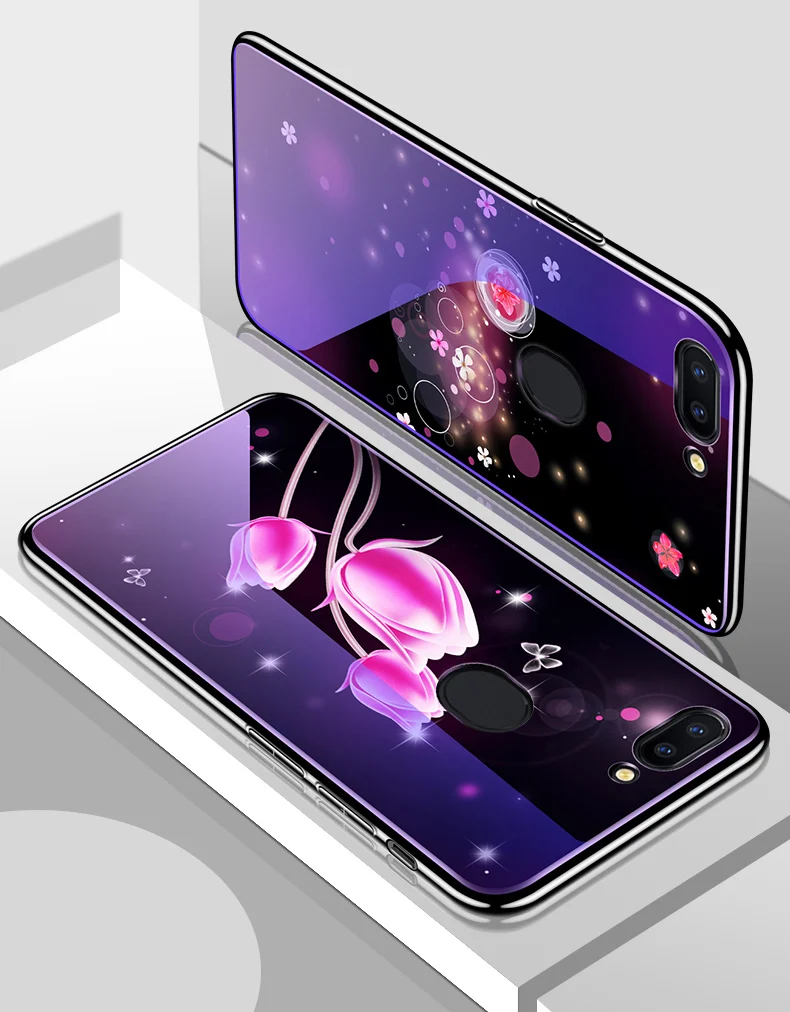 Синий светильник, чехол из закаленного стекла для Xiaomi mi 8 SE Lite, чехол с цветной печатью, роскошная гибридная задняя крышка для mi 8 Lite, оболочка, Fundas