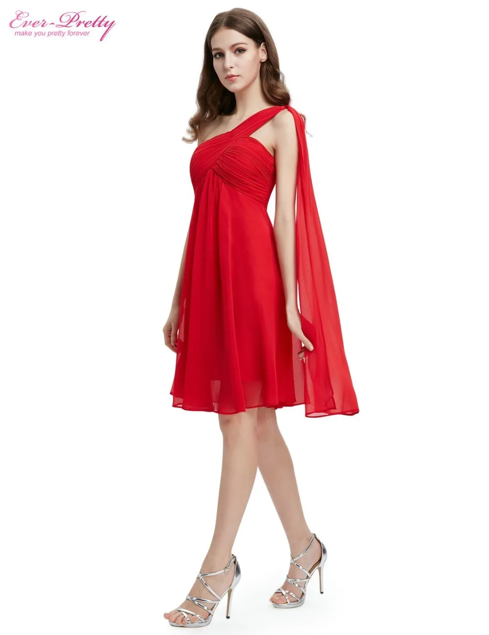 [Распродажа] коктейльные платья Ever Pretty HE03537 шифоновые короткие коктейльные платья с оборками на одно плечо