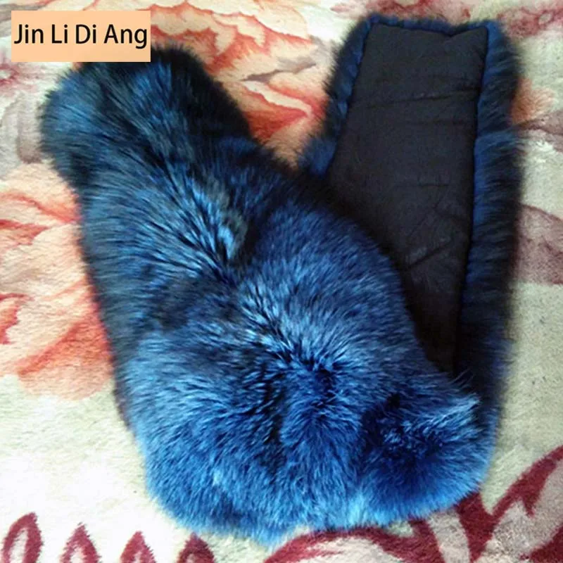 Jin Li Di Ang женский темно-синий дизайнерский шарф из натурального Лисьего меха шали