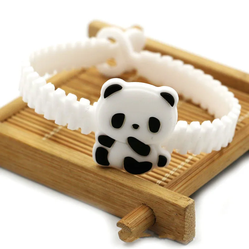 panda Bracelet white 6 шт. новейший детский душ тропические вечерние панды резиновый браслет сафари День рождения украшения Дети джунгли вечерние украшения сувениры - Цвет: panda Bracelet white