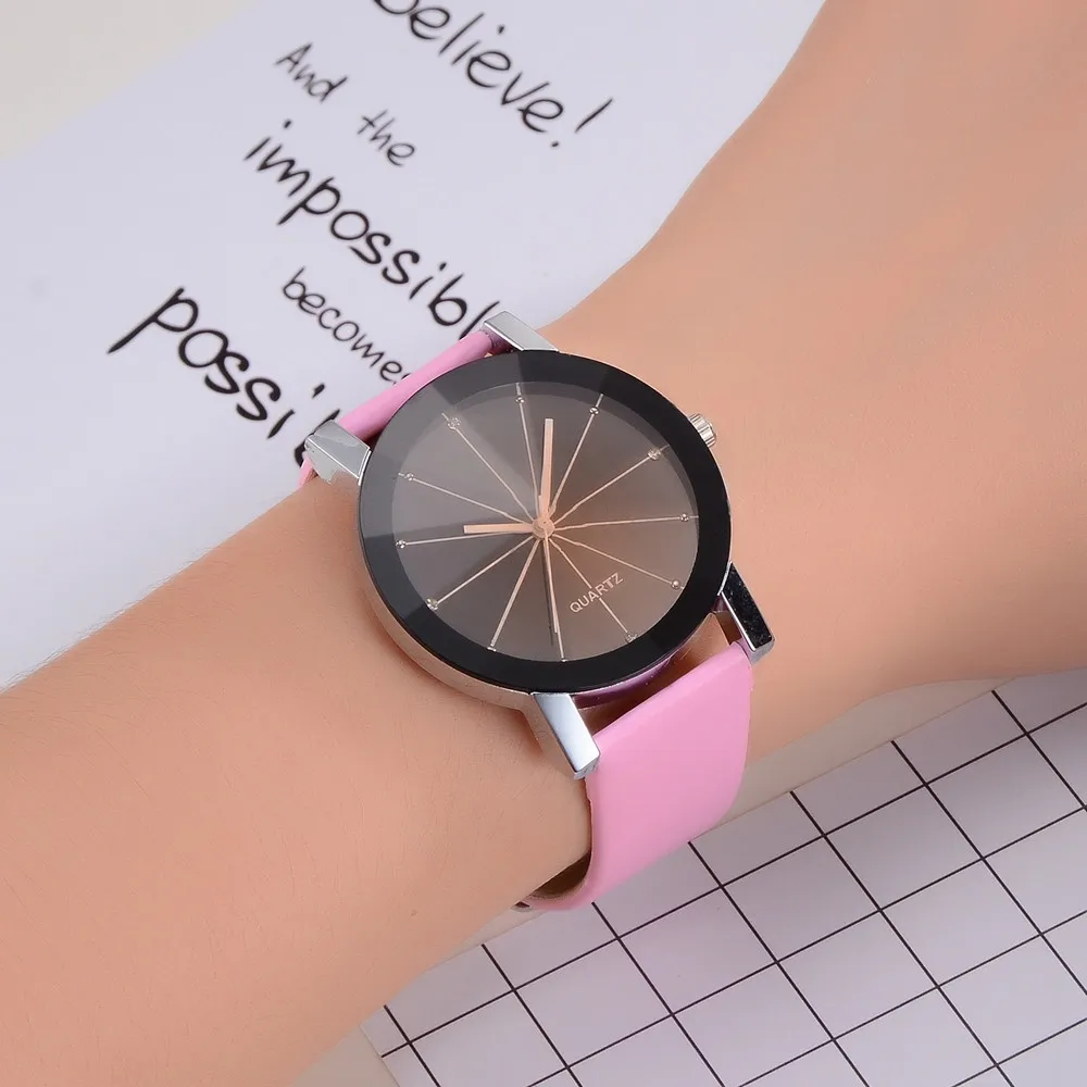 

DISU Women Wrist Watch Quartz Dial Clock Leather Round Watches Women's Watch Analog Quartz Vogue Relogio Feminino