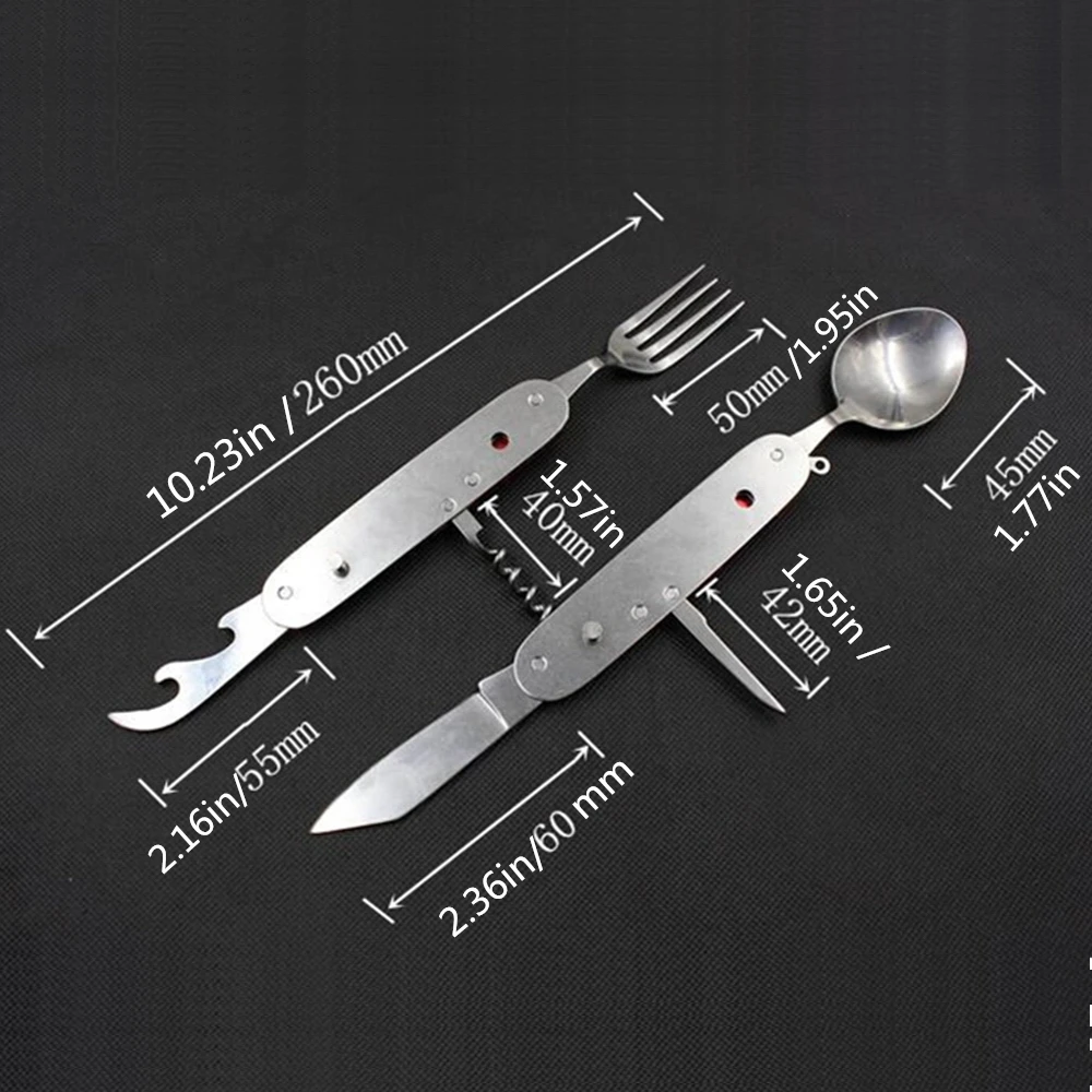 Портативный столовый прибор из нержавеющей стали для пикника 6 в 1|knife fork|travel