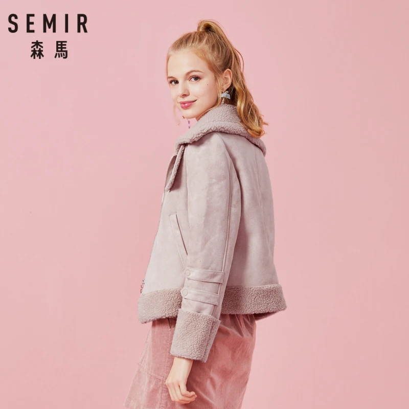 SEMIR Женская байкерская куртка из искусственной замши с подкладкой
