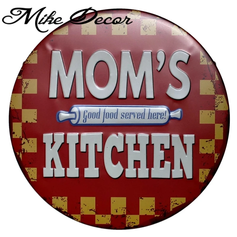 [Mike Decoration] MOM'S Kitchen Good Food круглая картина ретро подарок металлические настенные