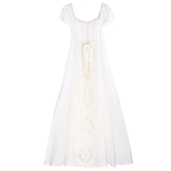 Vestido, женское летнее длинное платье мятно-зеленого цвета, шелковое, хлопковое, винтажное, королевское, элегантное, кружевное, с вышивкой, белое/фиолетовое, vestidos de festa2019 - Цвет: Белый