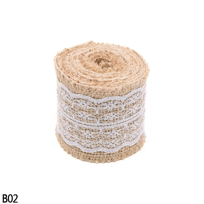 2 м 6 см лента из натуральной джутовой мешковины с кружевной отделкой Hessian ленты деревенский Свадебный центральный украшения Подарочная коробка бутылка обертка 75