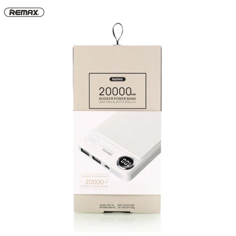 Внешний аккумулятор REMAX на 20000 мА · ч с двумя USB портами|portable external battery charger|external