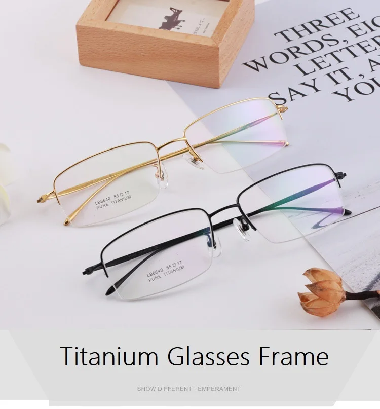 Titanium Big Face Men Glasses Eyewear Ultra light Half Rim Whole Carving Temple Myopia Prescription Readding Glasses Eyewear New