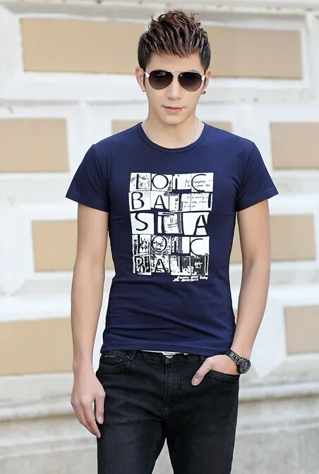 2014 explosion summer fashion T-shirt casual short men's printing slim version | Мужская одежда