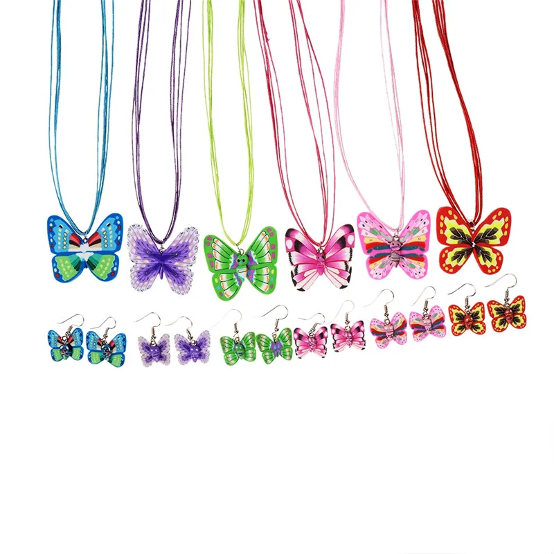 Ожерелье и серьги подвески из полимерной глины 1 комплект|butterfly jewelry set|earrings setearring