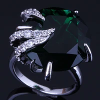 clean round green cubic zirconia white cz 925 sterling silver ring v0555