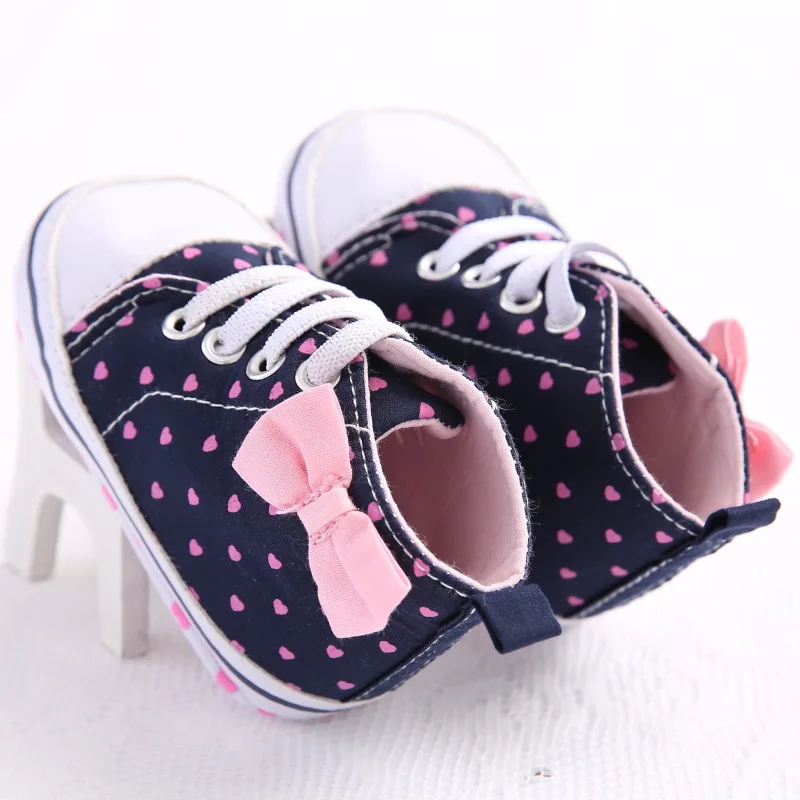 

First Walker Baby Girls Cotton Shoes Canvas Dots Bow Baby Toddler Booties Soft Sole Newborn Boys Sport Sneakers Fashion