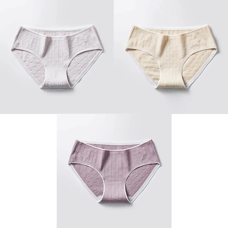 Grey Nude Purple 3 Pcs Cotton Briefs Woman Panties Low Waist Breathable Antibacterial Female Panties Brand Quality New Briefs Underwear For Women - Цвет: Grey Nude Purple