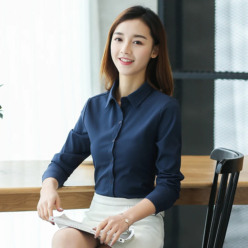 

Female Formal Blusas Spring Autumn Blouse Office Lady Slim Shirts Women Blouses Leisure Long Sleeve Large Size Tops Casual Shirt