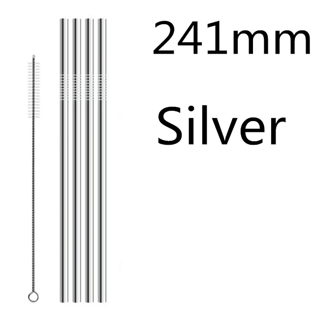 Silver 241 4 шт./компл. Многоразовые соломинкой Высокое качество 304 Нержавеющая сталь металлическая соломинка с чистящая щетка для кружек панели инструментов - Цвет: Silver 241