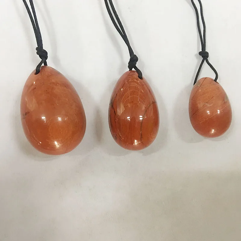 Натуральный Полированный Красный jaspe яйца jade Yoni для женщин kegel упражнения