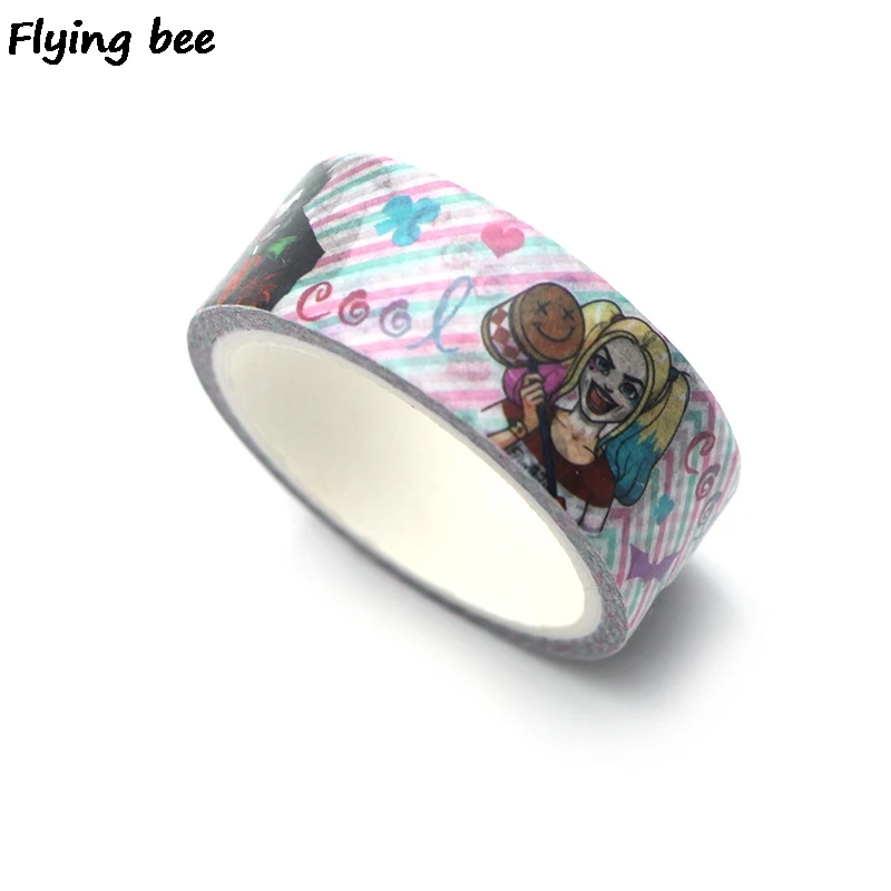 Flyingbee 15 мм X 5 м отряд самоубийц Harley quaid васи лента бумага DIY декоративная клейкая лента Kawaii Маскировочные Ленточные принадлежности X0319
