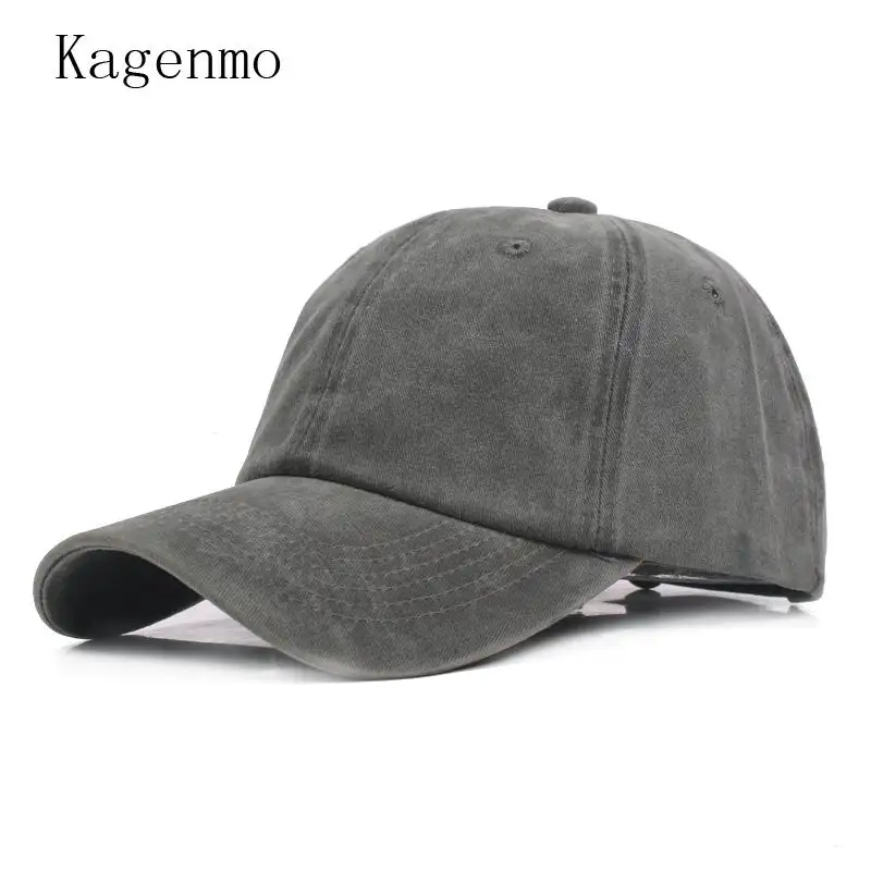 

Kagenmo Fashion Leisure Cowboy Washed Cotton Adjustable Solid Color Baseball Cap Unisex Hip Hop Cap Casual Hat Snapback Cap