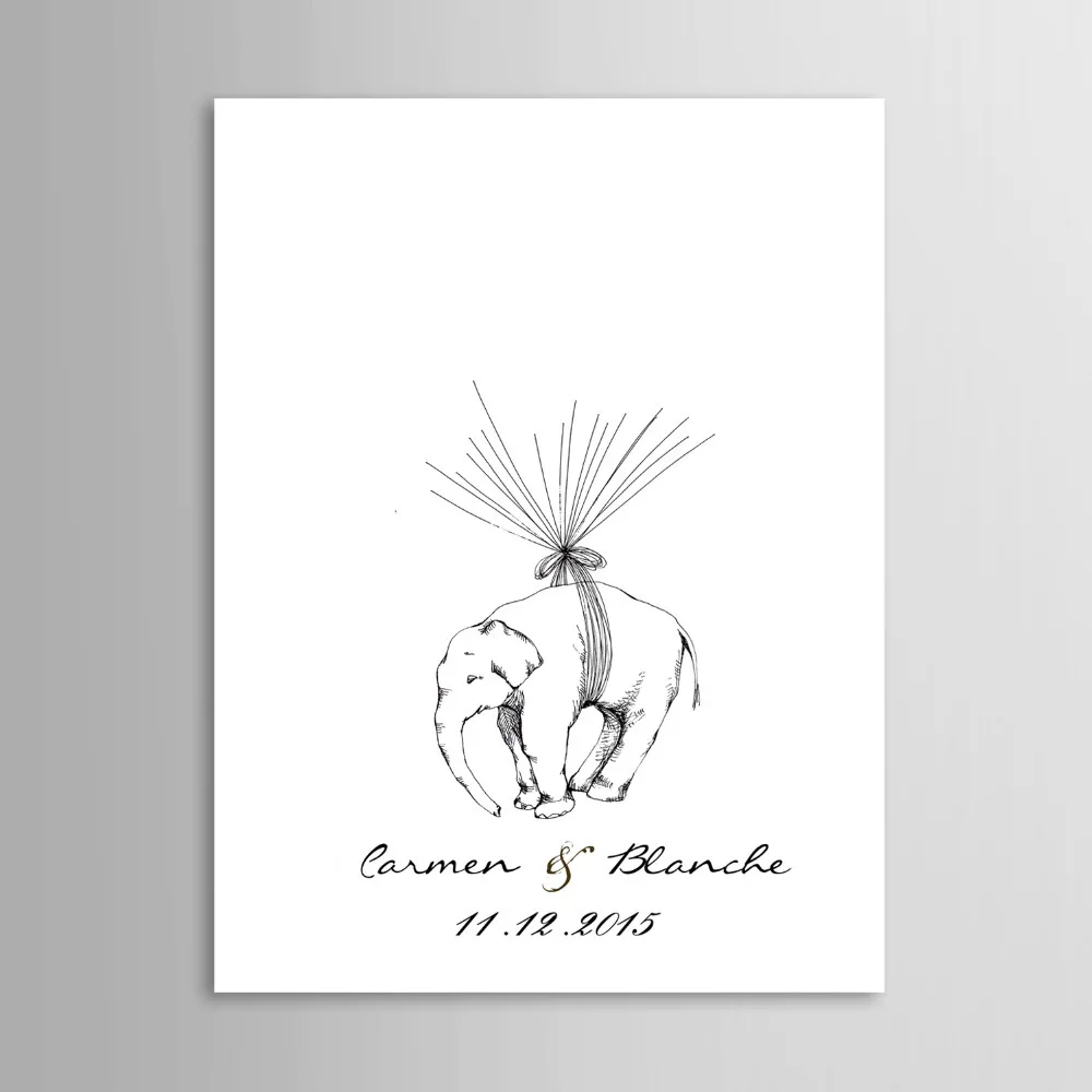 Отпечатки пальцев дерево подпись холщовая живопись ручная работа подарок на