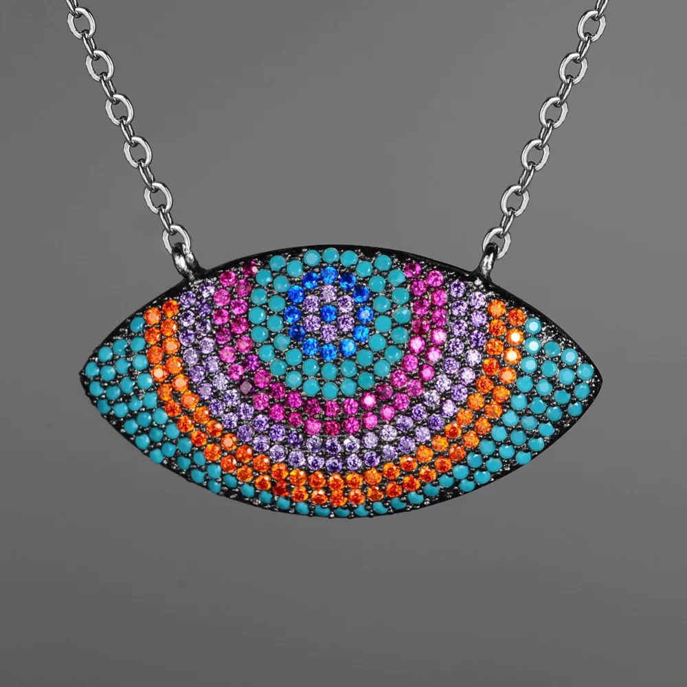 KIVN Fashion Jewelry Turkish Blue eye CZ Cubic Zirconia Womens Girls Bridal Wedding Pendants Necklaces Birthday Christmas Gifts | Украшения