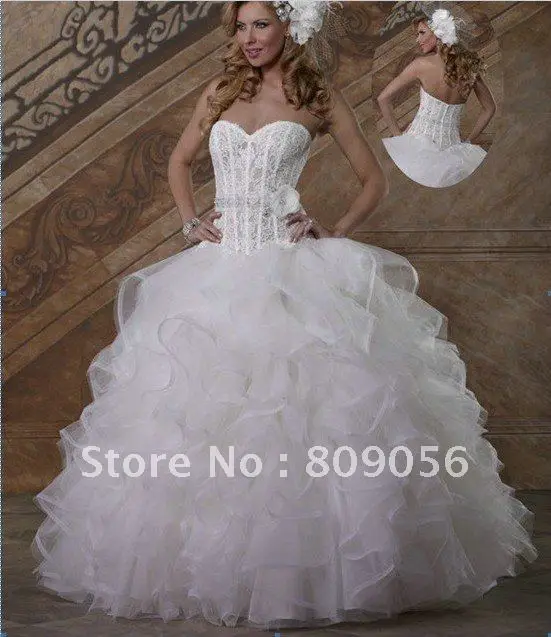 003 Strapless Organza Empire White Iovry Ball Wedding Bridal Bride Gown Dress Custom US size 4 6 8 10 12 14 16 | Свадьбы и торжества