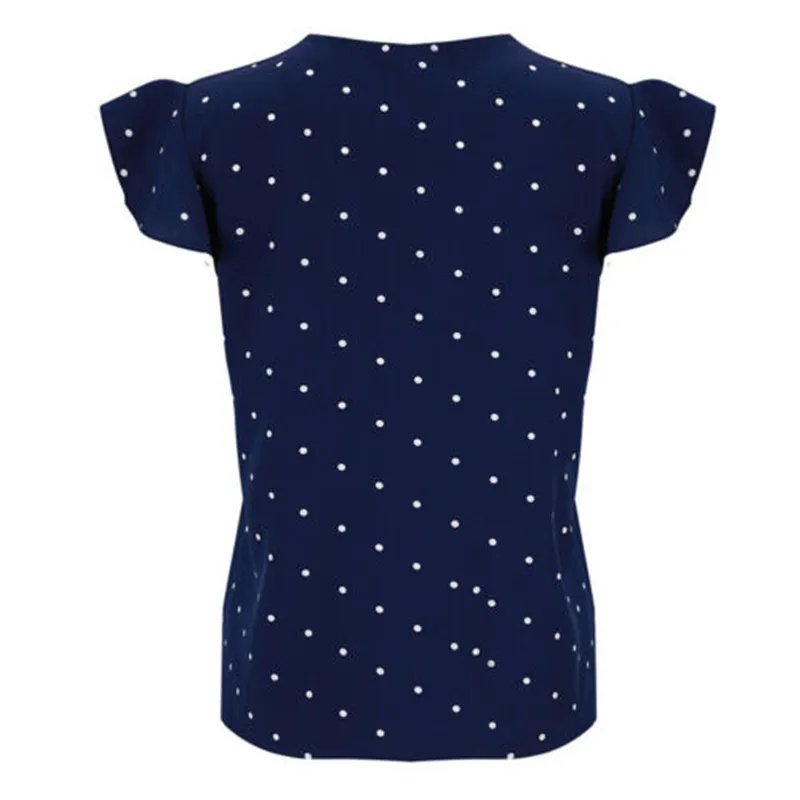 Женская блузка в горошек с V-образным вырезом и коротким рукавом | одежда