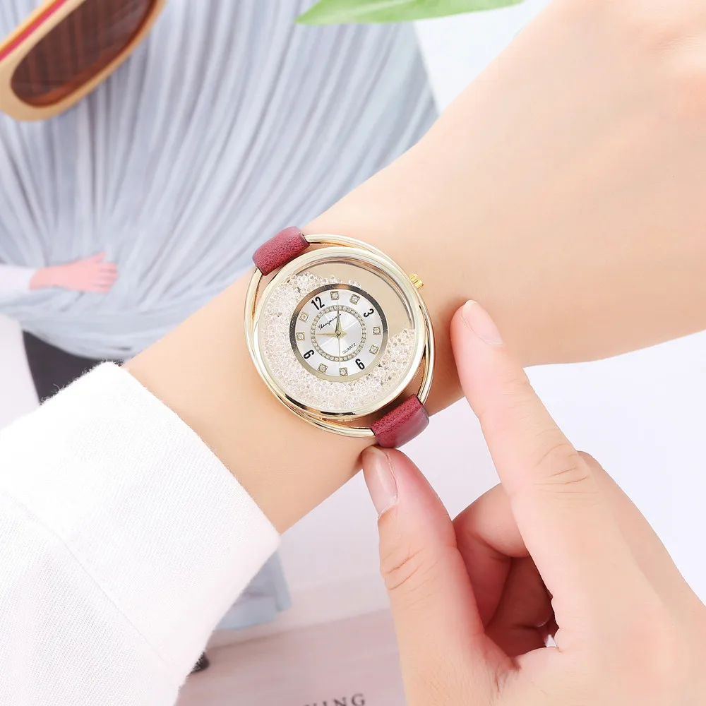 Женские наручные часы Reloj Mujer Shangmeimk 2018 кожаные с бриллиантами женские кристаллами