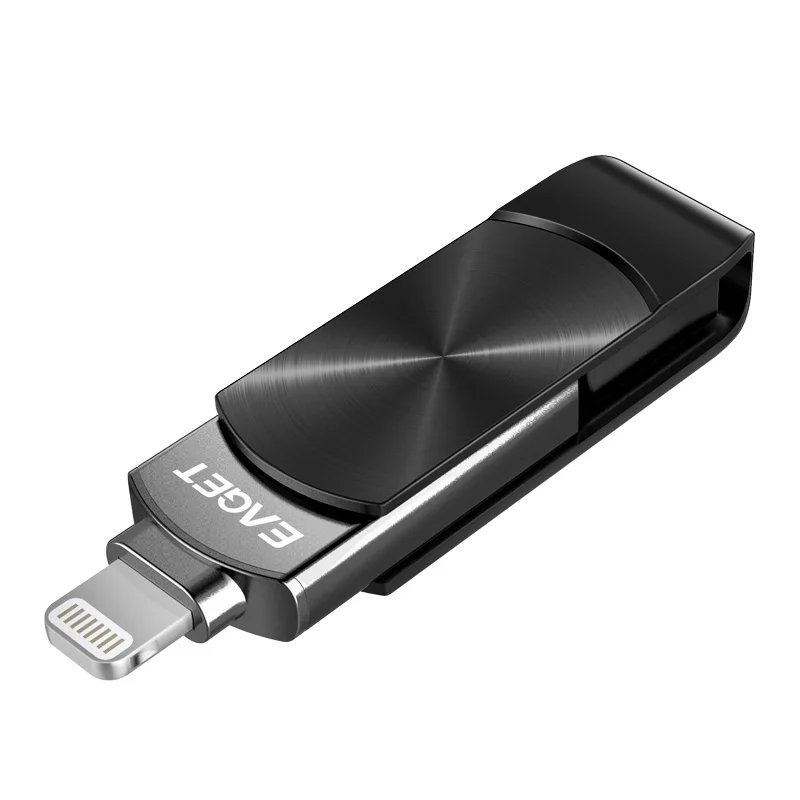 Eaget I66 OTG USB флеш накопитель 64 Гб 128 ГБ 3 0 Флешка шифрование MFI металлический для iPhone