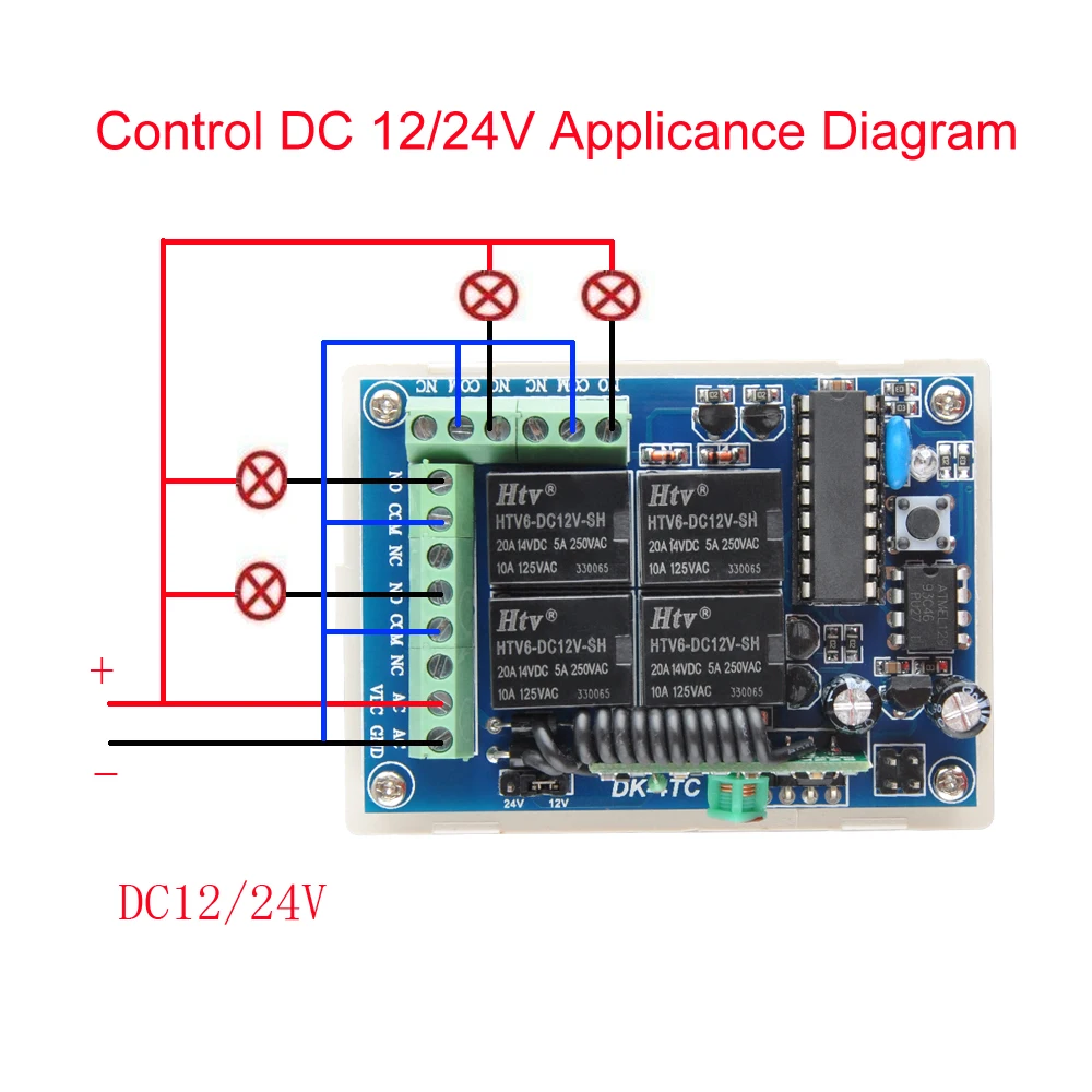 DC 12V 24V 4 канальный беспроводной пульт дистанционного управления выключатель