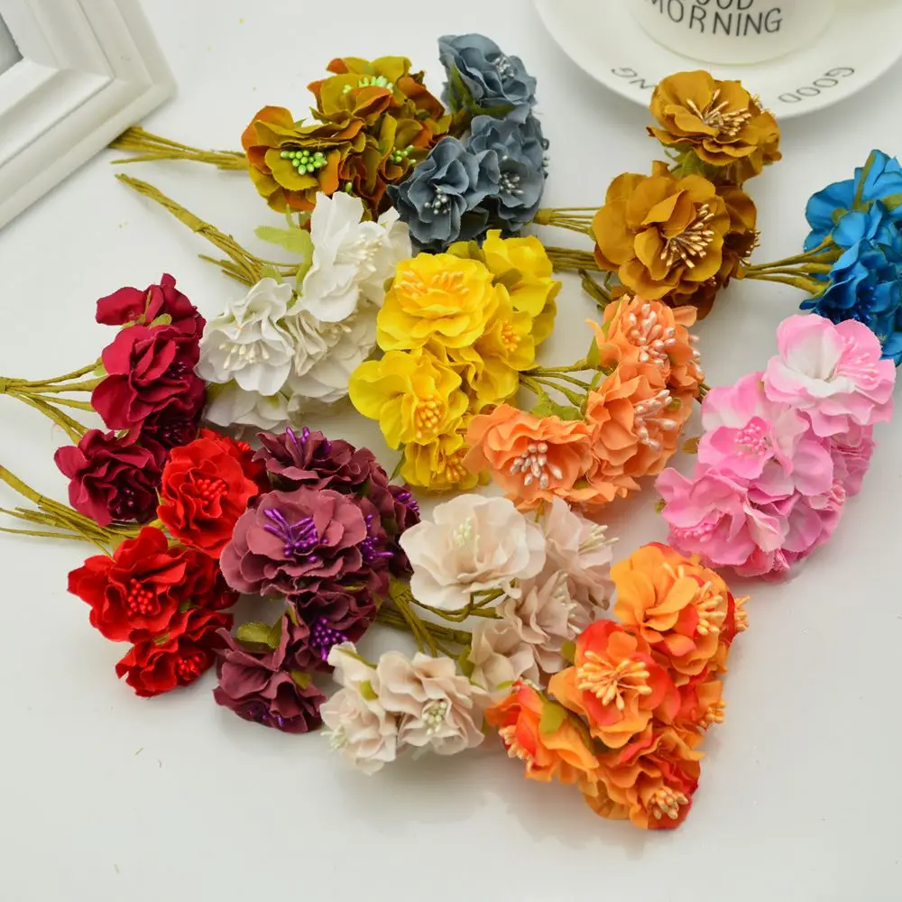 6 шт. шелк гвоздики Флорес DIY ВЕНОК конфеты в подарочной коробке тычинки для