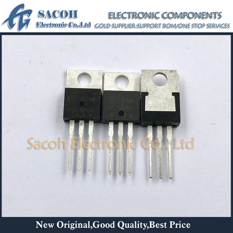 New Original 10Pairs(20PCS)/Lot MUR2080CTG MUR2080CT U2080G + MUR2080CTRG MUR2080CTR U2080GR TO-220 20A 800V Fast Recovery diode
