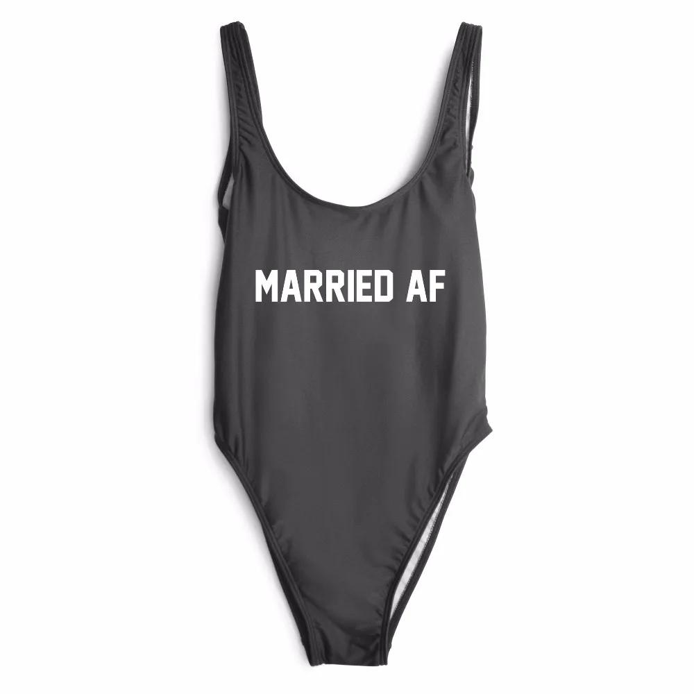 

MARRIED AF Custom swimsuit women swimwear one piece bathing suit bodysuit suit low back jumpsuit funny swimsuits