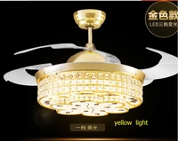 new 3 colors remote control k9 crystal ceiling fan restaurant electric fan lamp simple household bedroom living room fan ceiling