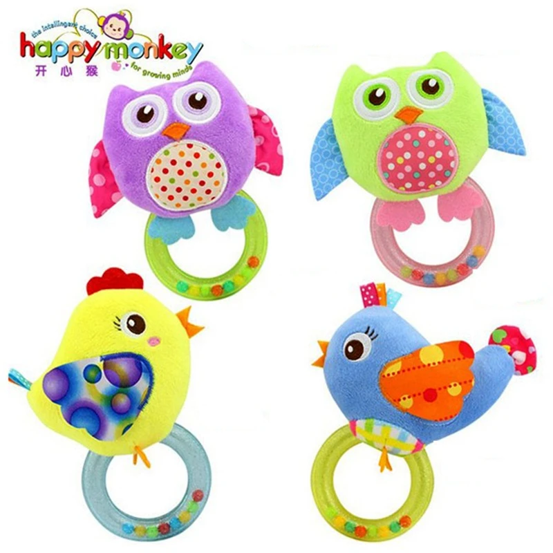 Детская игрушка из мягкого плюша погремушки мультяшная сова птица Мобили для
