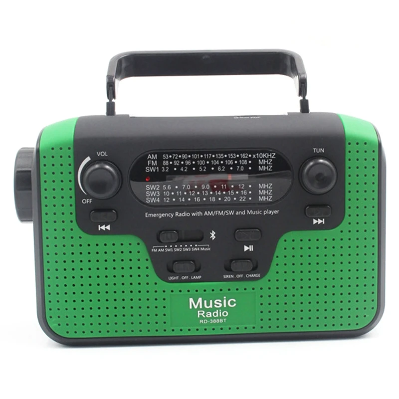 AABB портативное уличное fm радио с Bluetooth mp3 плеером ручной рукояткой солнечное