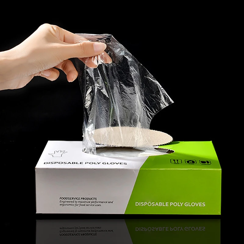 Transparent Disposable Poly Gloves Sterile Safety Food Service Cleaning One-off Supplies | Дом и сад