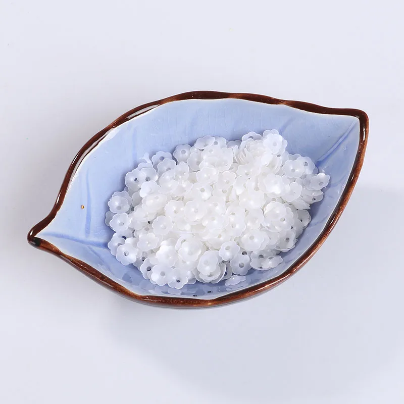 

6mm/8mm/10mm Plum Flower Shapes Sequins Paillettes Sewing Craft, White Series Embellishment Findings,Women Garments Accessories