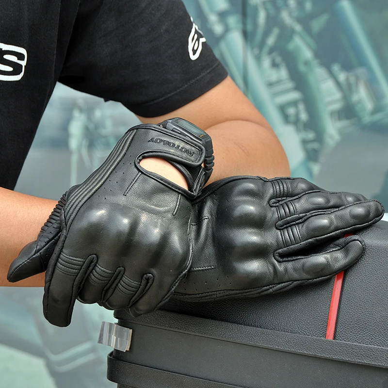 New Protective Gear Racing Motocross Touchscreen Waterproof Gloves Motorcycle ATV Downhill Cycling Riding Genuine Leather | Автомобили и