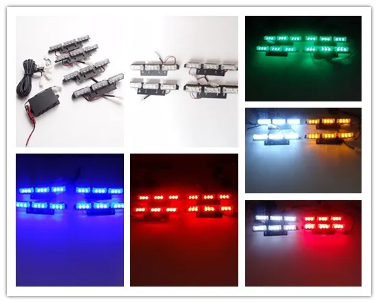 1 Набор 4x3 красный/зеленый/синий 12 светодиодов 12W 12v автомобильный стробоскоп