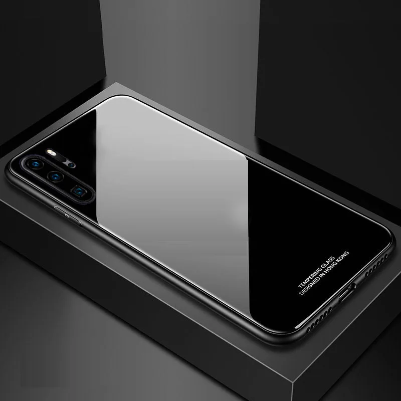 black SemgCeKen роскошный стеклянный зеркальный чехол для huawei p30 lite pro p30pro p30lite силиконовый Твердый чехол на заднюю панель телефона coque - Цвет: black