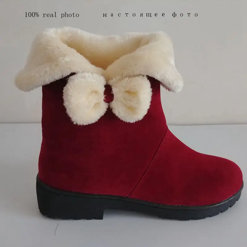 ASILETO/теплые сапоги до середины икры Женские зимние с бантом Зимние botines mujer bota
