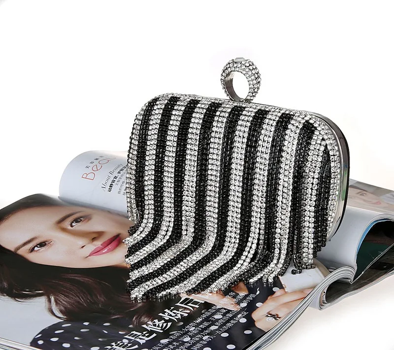 Новинка 2018 Черная/Серебристая женская сумка сумочка для невесты Свадебная