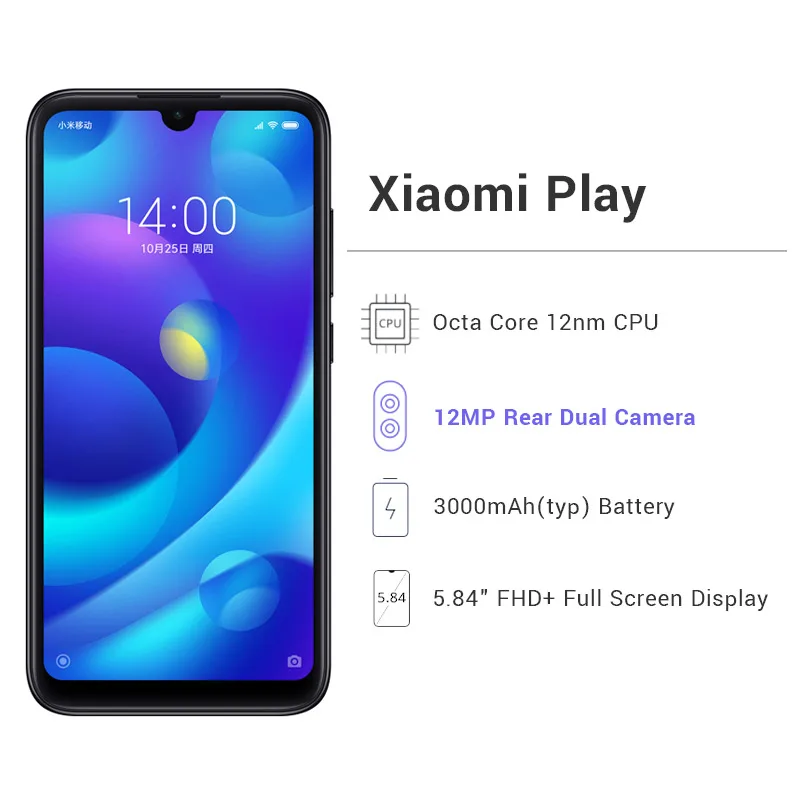 Новый оригинальный Xiaomi Play 6 Гб RAM 128 ГБ ROM мобильный телефон MTK Helio P35 Восьмиядерный 5