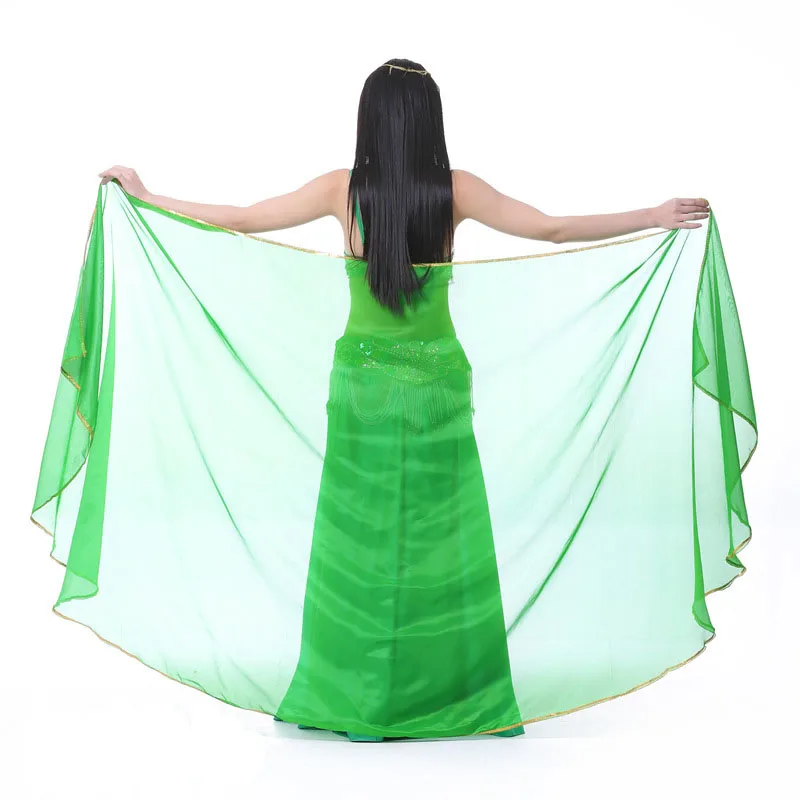 dark green 250*120 см большие длинные шифоновые вуали для танца живота шаль шарф восточные костюмы для женщин аксессуары для танца живота - Цвет: dark green