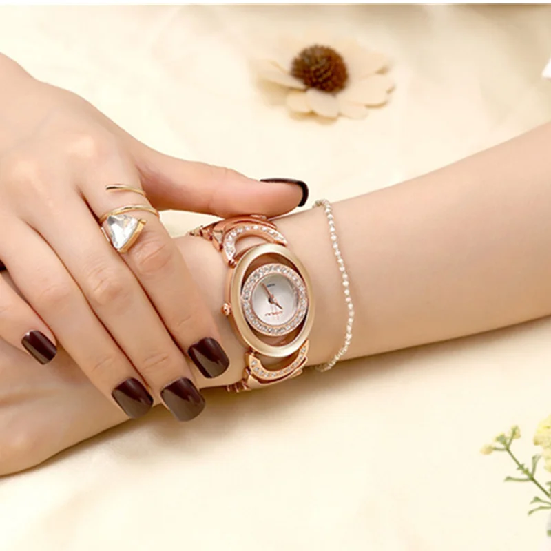 CRRJU Fashion Casual Wrist Watch Women Rose Gold Bracelet Watches Rhinestone Clock Relogio Feminino Dames Horloges Vrouwen | Наручные